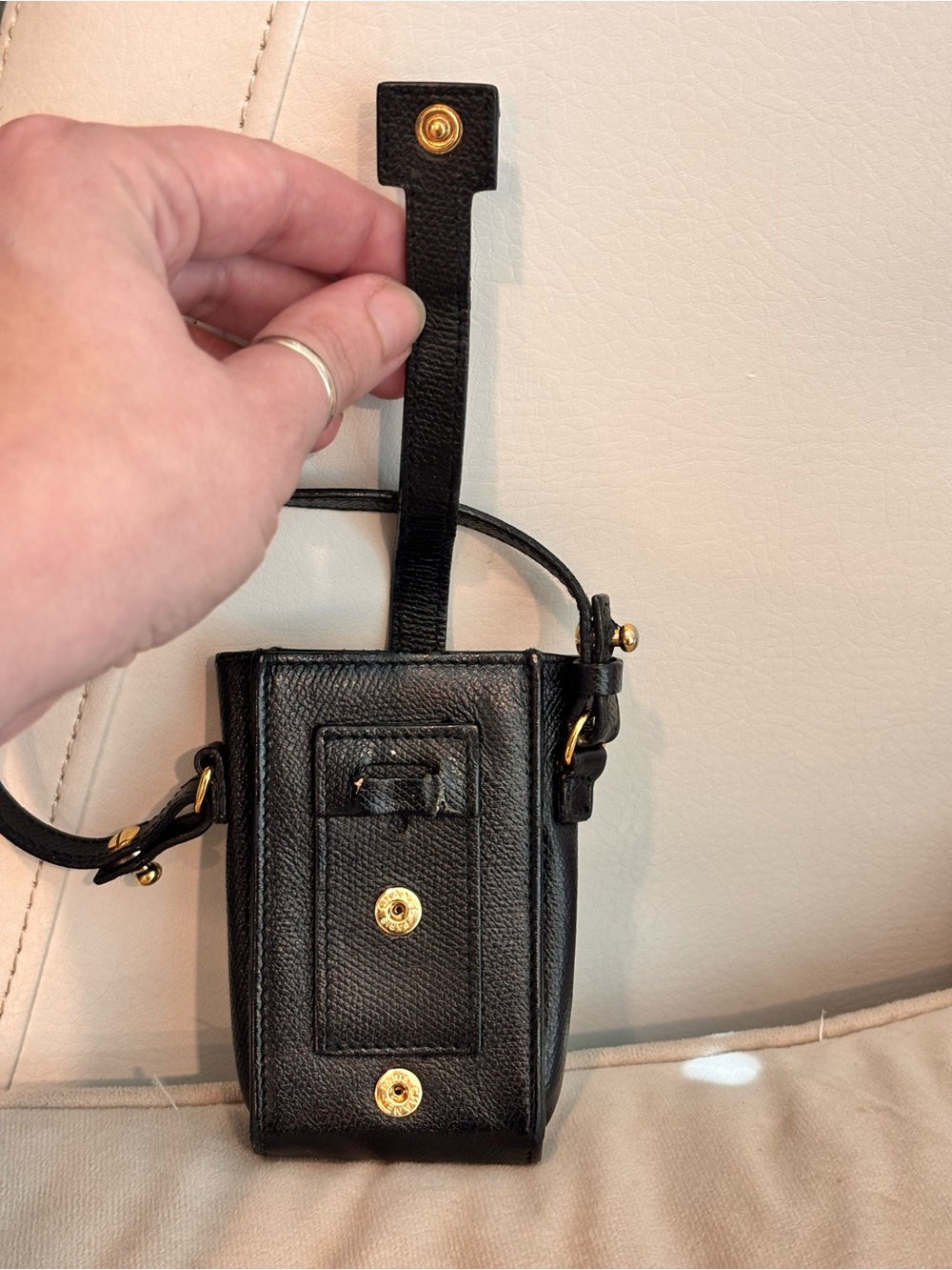 CHANEL Black Leather Vintage Y2K CC Phone Holder / Belt Accessory W/ COA - Picture 7 of 14